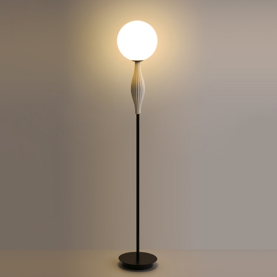Sleek Modern White Resin Floor Lamp with Dimmable Bi-pin Light for Residential Use