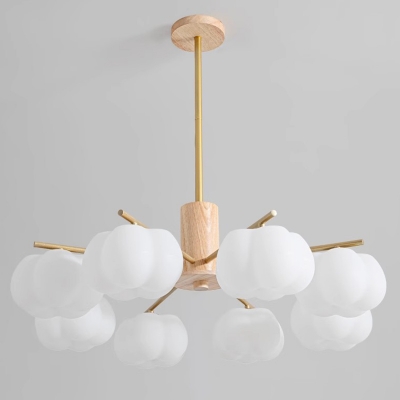 Sophisticated bi-pin LED chandelier in modern Resin and Wood design