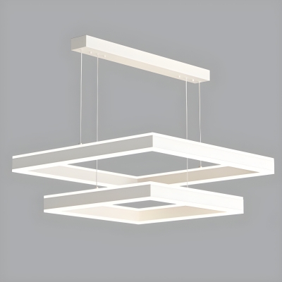 Two-Tier Modern LED Chandelier in Square/Rectangle Shape  with Adjustable Hanging Length