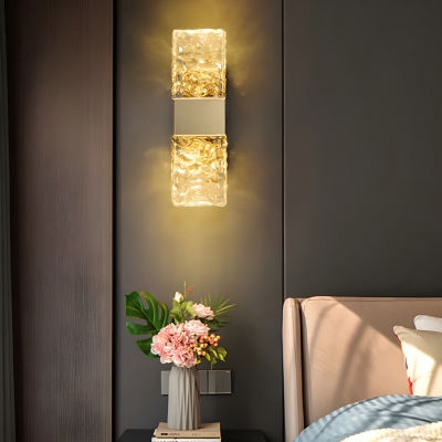 Elegant 1-Light Modern Wall Sconce with Water Ripple Glass Shade