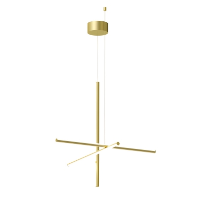 Elegant Gold Modern Chandelier with White Acrylic Shade - Adjustable Hanging Length