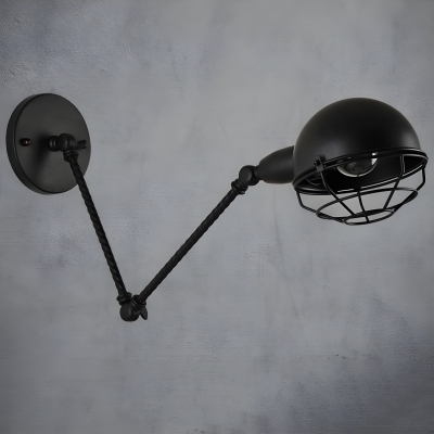 Modern Black Metal 1-Light Wall Sconce with Stylish Downward Iron Shade