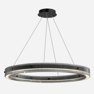 Modern Black Metal Chandelier with Clear Glass Shade - Adjustable Hanging Length - LED Compatible