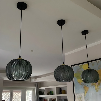 Modern Glass Pendant Light with Metal Shade and Cord Mounting