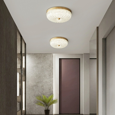 Modern Gold LED Flush Mount Ceiling Light with Clear Glass Shade - Suitable for Residential Use
