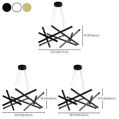 Modern LED Golden Chandelier with Dimmable Warm/White/Neutral Light and Aluminum Shades