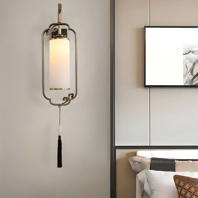 Modern Metal LED 1-Light Wall Sconce with Glass Shade for Living Room