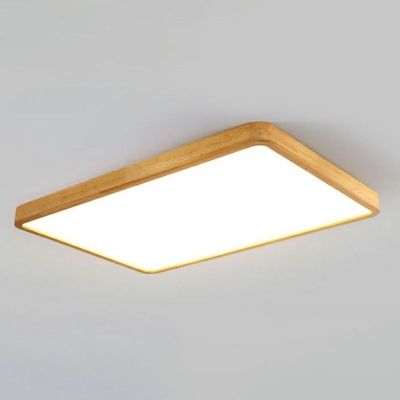 Modern Wood Flush Mount Ceiling Light with Acrylic Shade for Residential Use