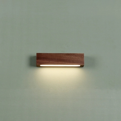 Modern Wood Vanity Light with Yellow LED Bulbs in Frosted Plastic Shade