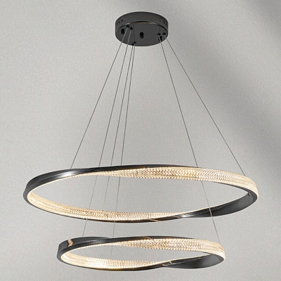 Sleek Modern LED Chandelier with Remote Control Dimming and Ambient Acrylic Shades