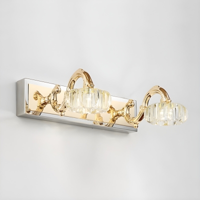 Versatile Nickel Modern Vanity Light with Clear Ambient Crystal Shade - Hardwired