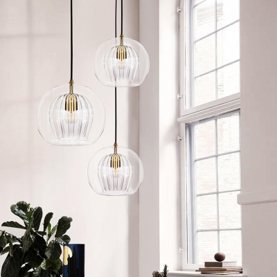 Clear Glass Pendant Light with Adjustable Hanging Length for Modern Residential Use