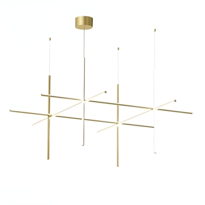 Elegant Gold Modern Chandelier with White Acrylic Shade - Adjustable Hanging Length