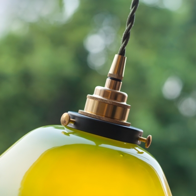 Green Glass Pendant Light with Adjustable Hanging Length and Clear Glass Shade