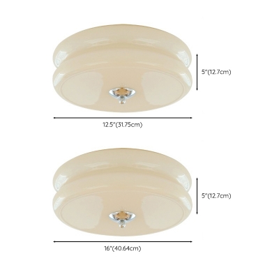 Modern LED Flush Mount Ceiling Light with Glass Shade, 3 Color Light, Easy to Install