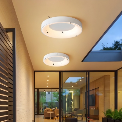 Modern LED Flush Mount Ceiling Light with White Acrylic Shade and 3 Color Light