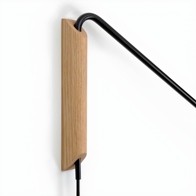 Modern Wood and Iron Wall Sconce with LED Light and Downward Shade