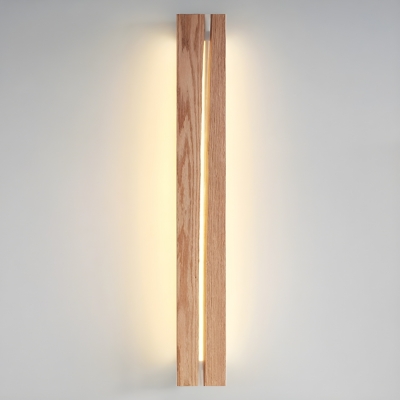 Warm Light Wood 1-Light Hardwired Modern Wall Sconce with Acrylic Shade