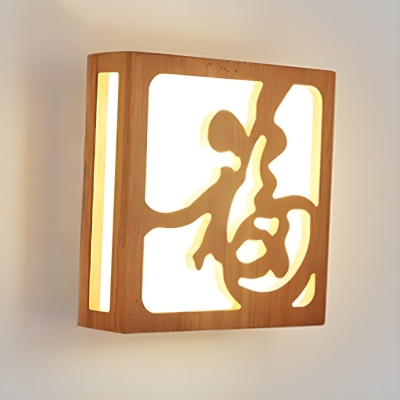 Wooden Modern 1-Light LED Wall Sconce with Acrylic White Shade