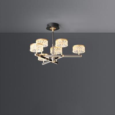 Contemporary Metal Chandelier with Adjustable LED Lighting and Acrylic Shades