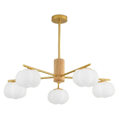 Contemporary Wood Chandelier with White Shades adds Modern Ambiance to Any Room in your Home