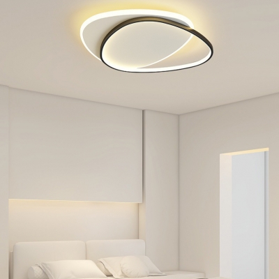 Modern Acrylic Flush Mount Ceiling Light with 2 Ambient LED Bulbs and Metal Fixture