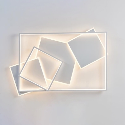 Modern LED Bulbs Flush Mount Ceiling Light with 3 Color Light - White Shade