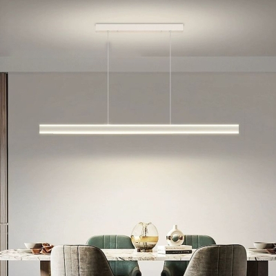 Modern LED Island Pendant Light with Adjustable Hanging Length and Silica Gel Shade