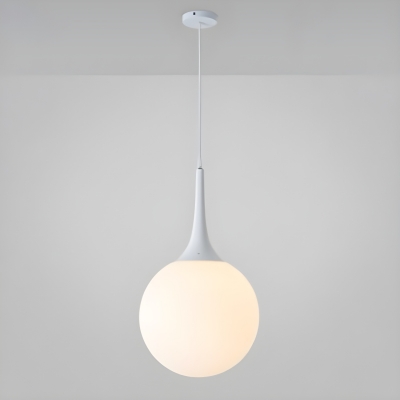 Modern White Pendant Light with Adjustable Hanging Length and Glass Shade