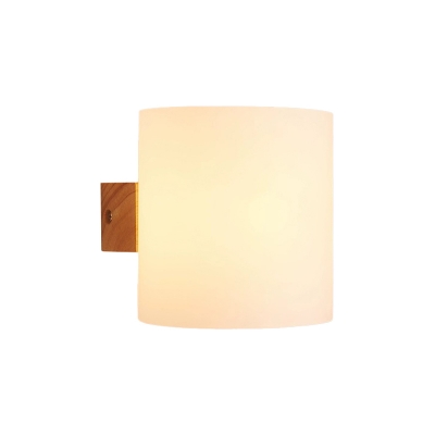 Modern Wood Wall Sconce with Glass Shade - Assembly Required