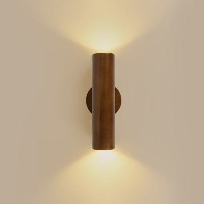 Modern Wood Wall Sconce with Up & Down Acrylic Shades - 2 Lights