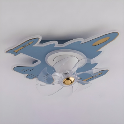 Remote Control Flushmount Ceiling Fan for Kids with Dimmable LED Light and 7 Clear Blades