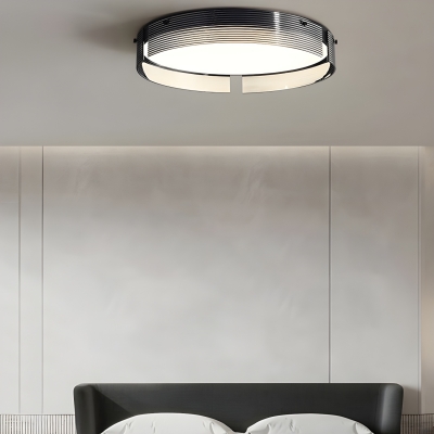 Sleek Black LED Bulb Flush Mount Ceiling Light with Clear Glass Shade for Dimming Ambiance