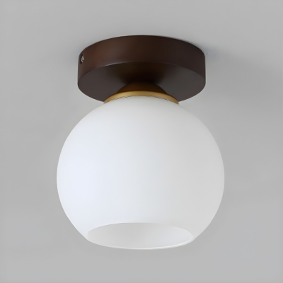 Wooden Flush Mount Ceiling Light with Ambient Glass Shade for Modern Style Home