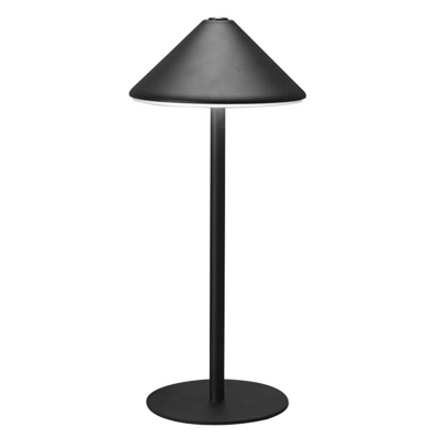 Black Metal Touch Control LED Table Lamp with Rechargeable Battery and Umbrella Shape Shade