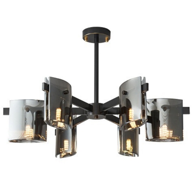 Contemporary Black LED Chandelier with Clear Glass Shade and Direct Wired Power Source