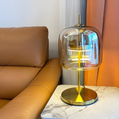 Elegant Metal Modern Table Lamp with Glass Shade for Residential Use