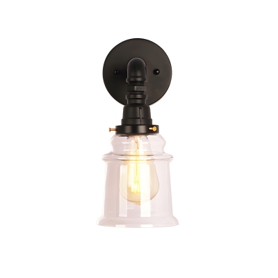 Industrial Black 1-Light Wall Sconce with Clear Glass Shade for a Stylish and Trendy Home
