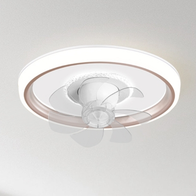 Metal Flushmount Modern Ceiling Fan with Integrated LED Light and Remote Control