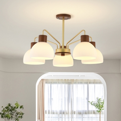 Modern Chandelier with White Glass Shades and LED Light for Residential Use