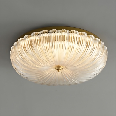 Modern Gold Flush Mount Ceiling Light with Frosted Glass Shade and LED Bulb for Residential Use