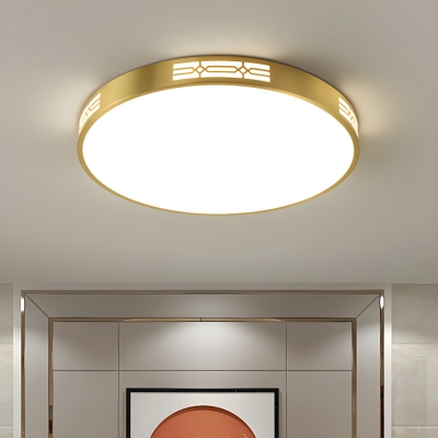 Modern Gold Flush Mount LED Ceiling Light with Acrylic Shade