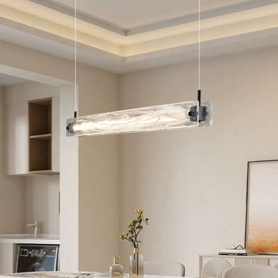 Modern Island Light with Adjustable Hanging Length and Glass Shade
