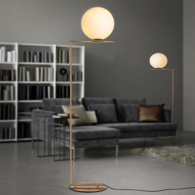 Modern Metal Floor Lamp with Glass Shade and Ambient Lighting - Perfect for Contemporary Home Decor