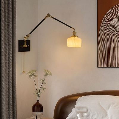 Modern White Ceramic Wood 1-Light Wall Sconce Stylish LED bedroom Light Fixture