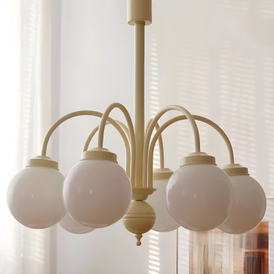 Modern White Shade Chandelier with Ambient Lighting and Direct Wired Electric for Residential Use