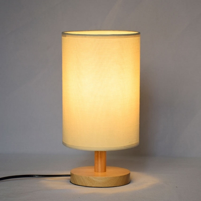 Natural Wood Modern Table Lamp with Fabric Shade for Homely Ambiance