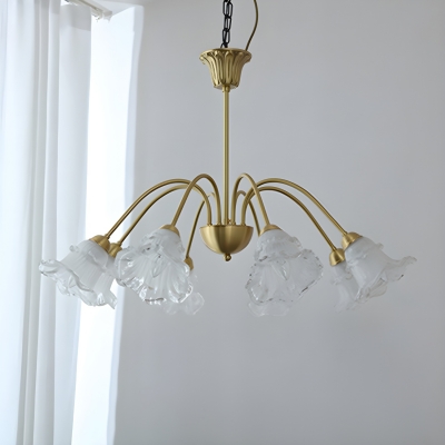 White Glass Chandelier with LED Lights and Modern Metal Design for Residential Use