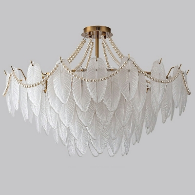 Contemporary Gold Chandelier with Clear Glass Shades and Easy Assembly