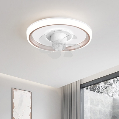 Metal Flushmount Modern Ceiling Fan with Integrated LED Light and Remote Control